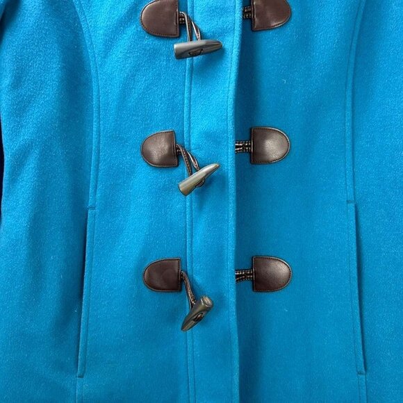 VTG L.L Bean Womens Size 8 100% Lambswool Duffle Thinsulate Coat Toggle Blue - Picture 14 of 16